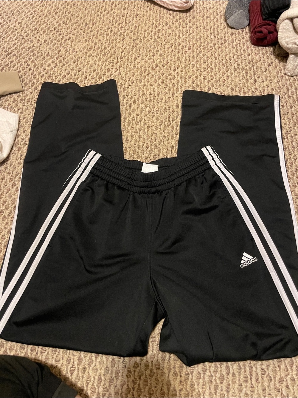adidas Black Pants with White Side Stripes